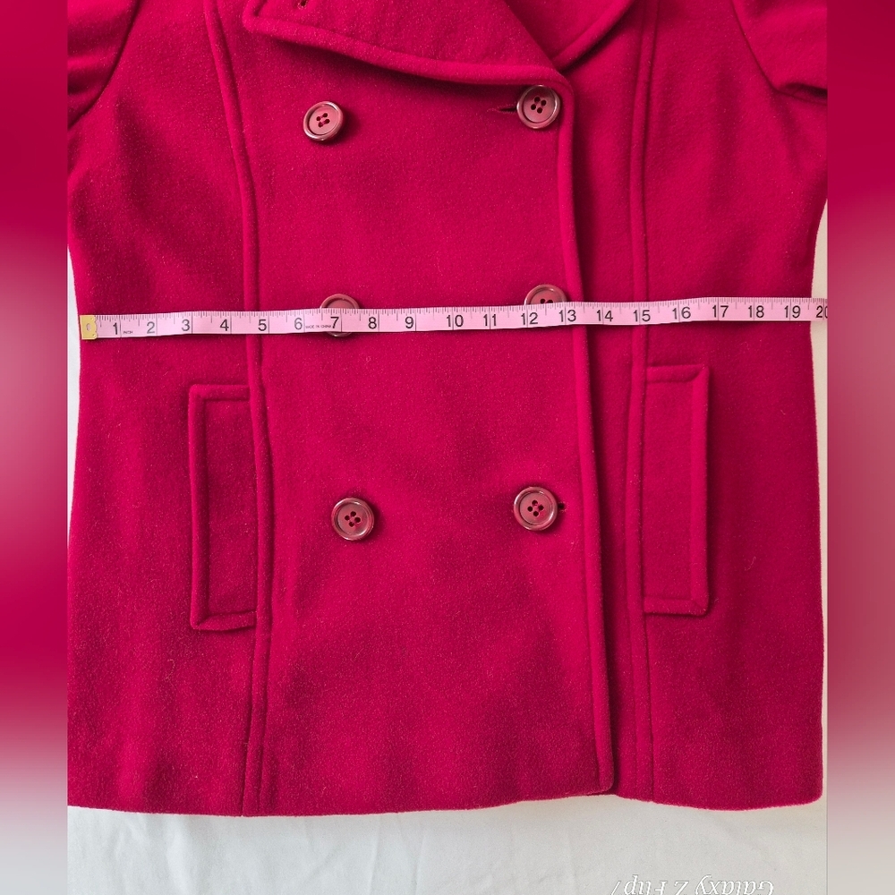 St. John’s Bay Fuchsia Pink Wool-Blend Pea Coat - Women's Large - Picture 3 of 11